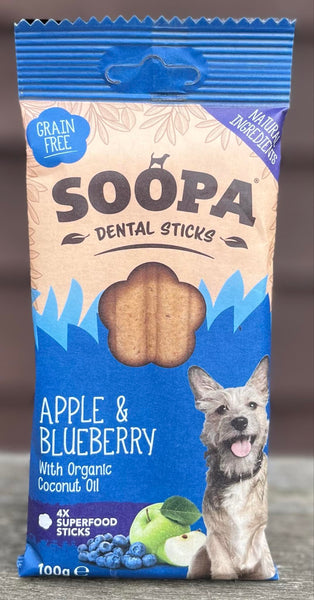 Soopa Dental Sticks Apple & Blueberry 4 Pack