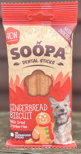 Soopa Dental Sticks Gingerbread Biscuit 4 Pack