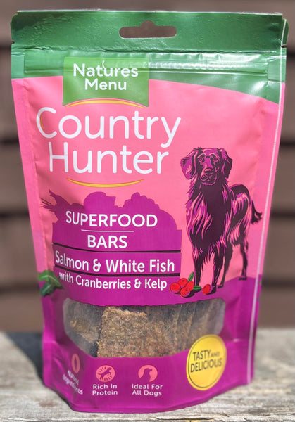 Natures Menu Country Hunter Superfood Bars Salmon, White Fish, Cranberries & Kelp 100g