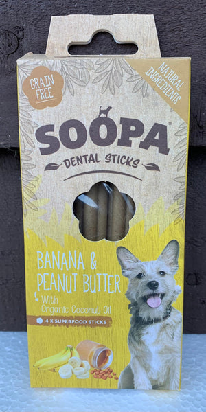 Soopa Dental Sticks Banana & Peanut Butter 4 Pack